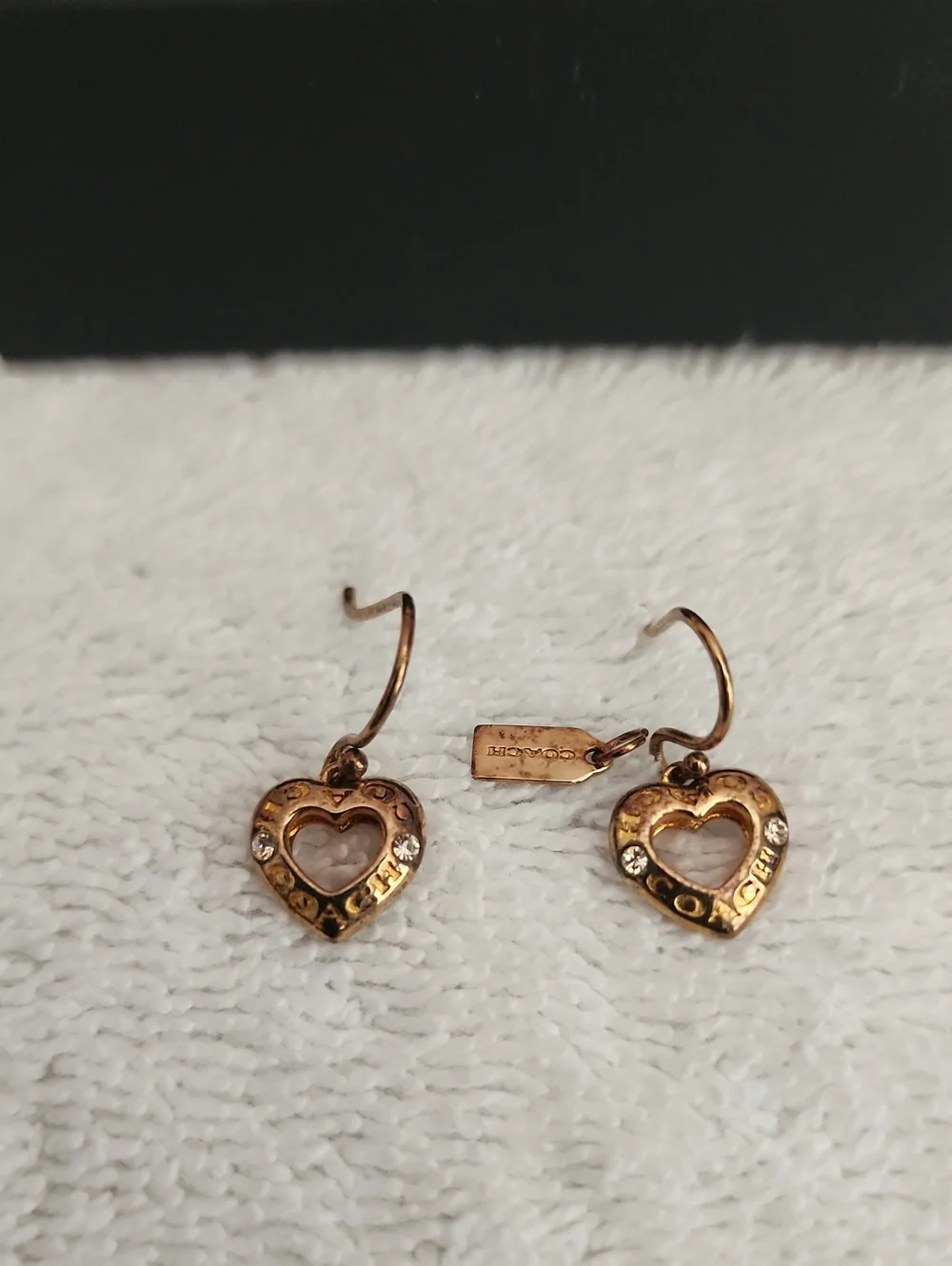 New Coach Heart Drop Earrings - Picture 2 of 8